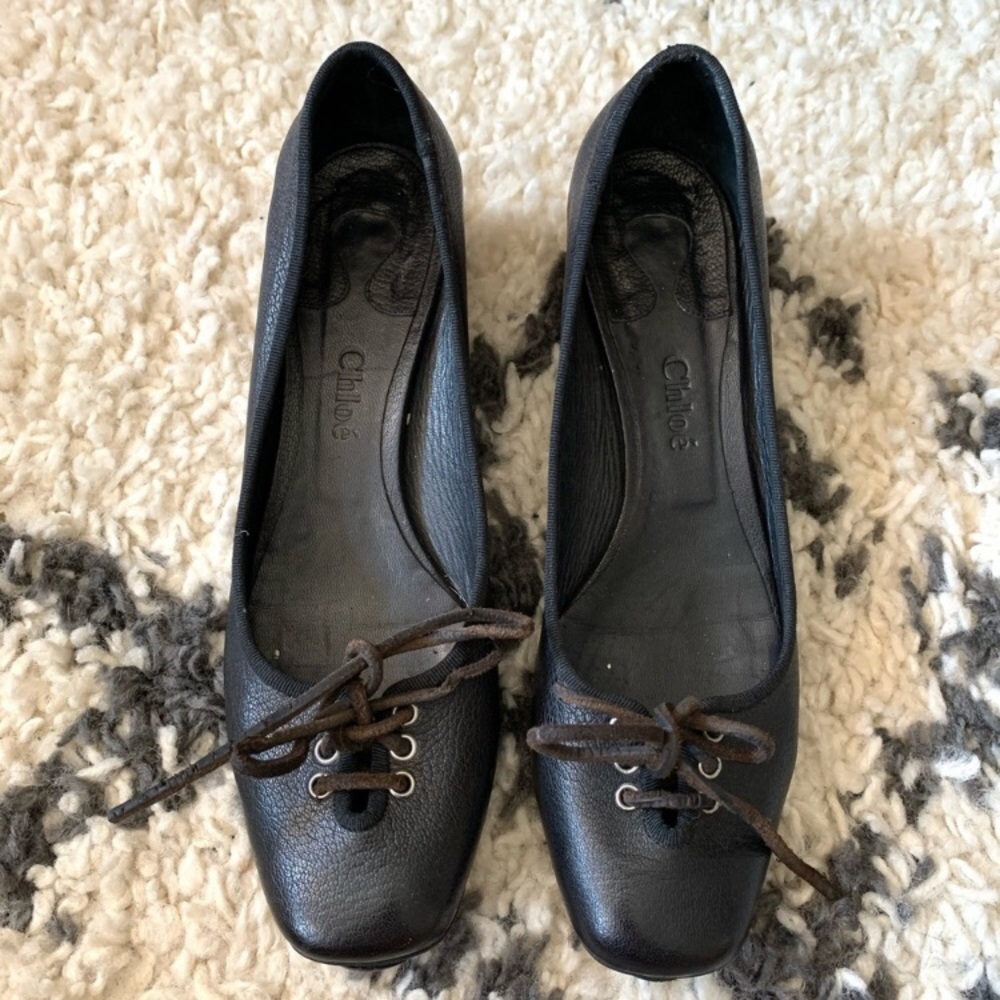 Vintage Chloé black leather lace up heels - Picture 2 of 9